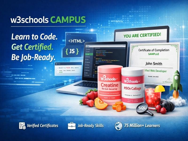 W3Schools Campus Coding Courses Certification Learn HTML CSS JavaScript Online