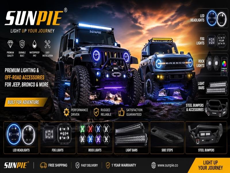 Sunpie Automotive Lighting Brand LED Headlights Off Road Accessories Global Automotive Upgrade Solutions.